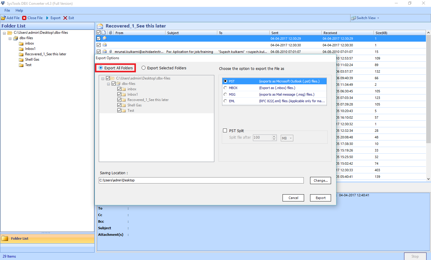 DBX to PST Converter to Access Outlook Express Files into Outlook - Image 9