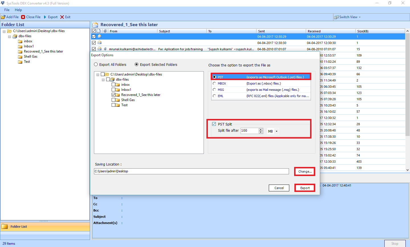 DBX to PST Converter to Access Outlook Express Files into Outlook - Image 10